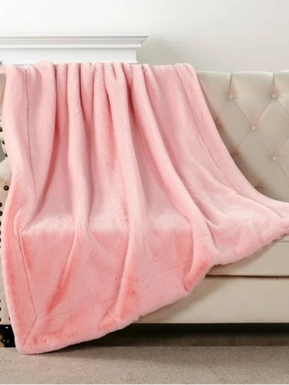 Plush Pink Soft Throw Blanket - Cozy Home Bedding